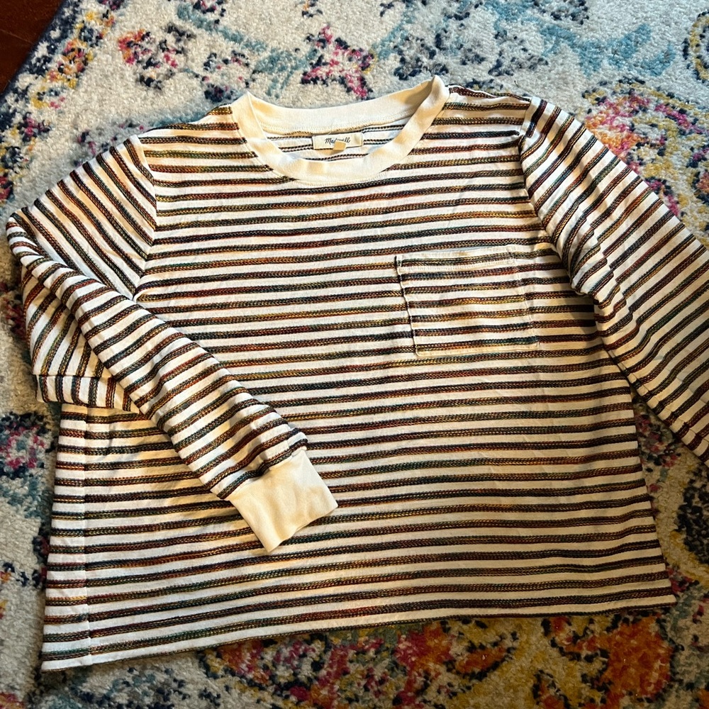 Madewell long sleeve rainbow stripe tee - size medium
